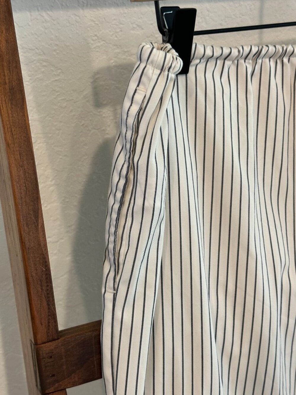 American Eagle White Blue Stripe Drawstring Pants Medium Casual Lounge Beach Pan - Picture 8 of 14